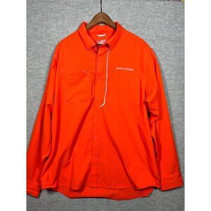 Under Armour Mens Shirt‎ 2XL Orange HeatGear Long Sleeve Button-Up  Loose